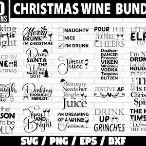 Kerstwijn SVG bundel, wijn Svg, wijn Svg bundel, kerstbord Svg, kerstwijn Svg, wijnglas Svg, kerstwijn gesneden