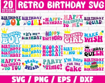 Retro Birthday svg bundle, Birthday Doodle SVG, Birthday SVG, Birthday Girl svg,Birthday Shirt SVG, Birthday Gift Svg, Birthday Cut Files