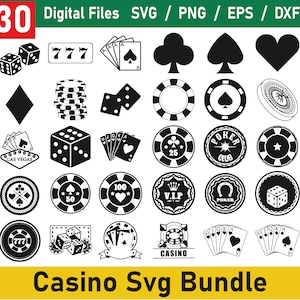 Bundle Svg casino, dés et pique quinte flush royale SVG, Vegas Svg, Svg de cartes à jouer, Casino SVG, téléchargement numérique