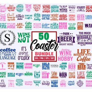 Coaster SVG-paket, rolig sarkastisk Coaster SVG, kaffe öl vin alkohol, roliga alkoholcitat, kaffe Svg, vin, teälskare Svg