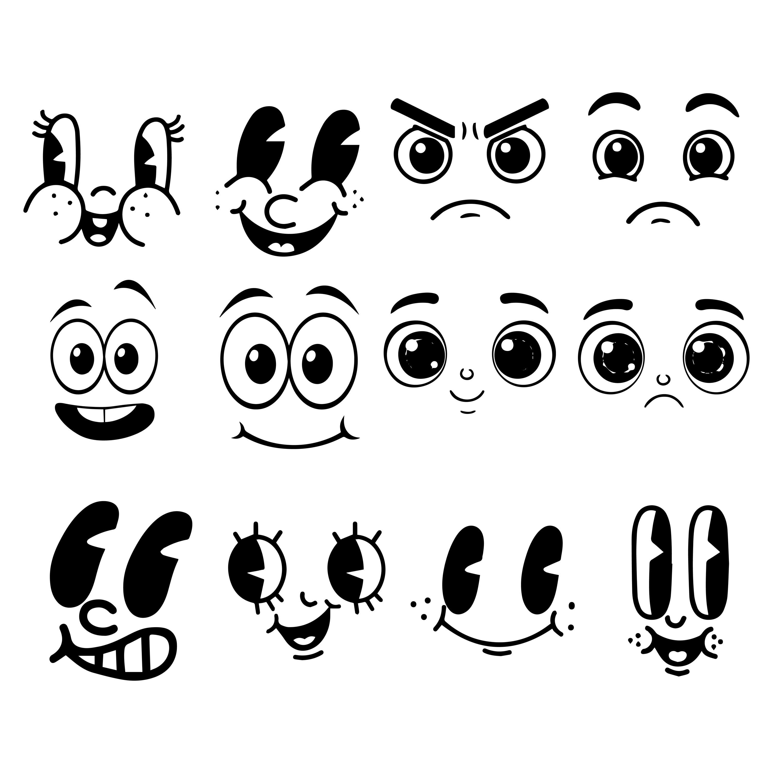 Cartoon Emotion Faces SVG Bundle, Emoji Clipart, Funny Face Svg ...