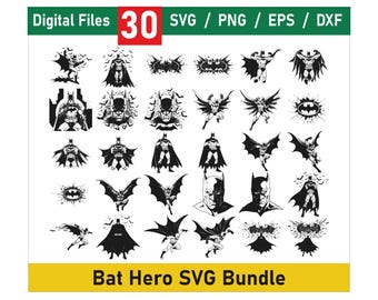 Bat Svg Bundle, Superhero SVG, Superhero Cut File, Superhero png, superhero Silhouette, printable vector art, Bat Superhero svg