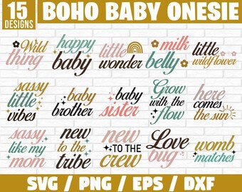 Boho Baby Onesie svg, Newborn svg, New Baby svg, Baby svg Bundle, Baby Shower svg, New Mom svg, Baby Onesies svg