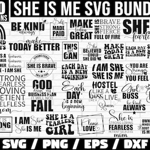 She is me SVG Bundle, Woman Affirmation SVG, Postive quotes Svg, I am She She is Me svg, strong woman, Motivational Svg, She is strong Svg