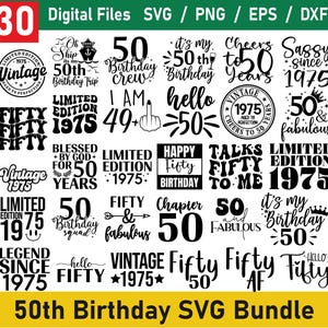 Pacote SVG de 50º aniversário, SVG de 50º aniversário, Svg vintage de 1975, Svg de 50º aniversário, Clipart de aniversário, SVG de 50º aniversário, Svg de 50º aniversário