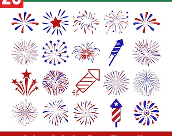Fireworks SVG Bundle, Firecracker SVG, 4th of July Firework png Bundle | Fireworks Clipart | Firework elements | Independence day