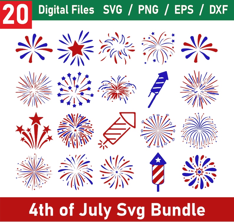 Fireworks SVG Bundle, Firecracker SVG, 4th of July Firework Png Bundle ...