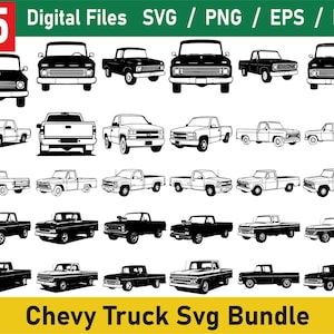 Chevy Truck Svg Bundle, Truck Silhouette, Pickup Truck svg, Pickup Trucks svg, Pickups svg, Pickup Truck png,Chevy Truck Clipart, Chevy