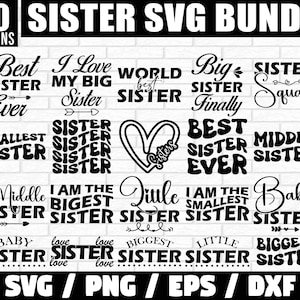 Sister SVG Bundle, Sisters SVG, Funny Sister Quotes svg, Family svg, Sister Shirt svg, Cute Matching Sisters, Gift For Sister, Sisters Trip