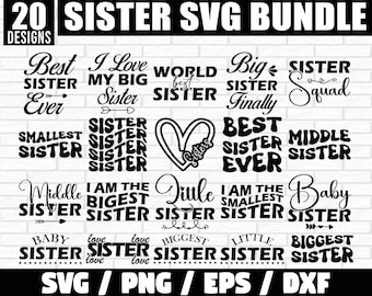 Sister SVG Bundle, Sisters SVG, Funny Sister Quotes svg, Family svg, Sister Shirt svg, Cute Matching Sisters, Gift For Sister, Sisters Trip