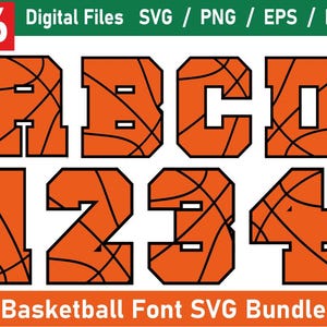 Basketball Font svg, Sports font, Basketball svg, Basketball Alphabet SVG, Basketball Font SVG, Basketball Letters Svg, Numbers SVG