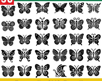 Paquete SVG de mariposa, imágenes prediseñadas de mariposa, mariposas, imágenes prediseñadas de mariposa para Cricut, imágenes prediseñadas de mariposa, silueta