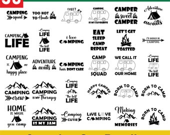Camping SVG-paket, Campinghoodie SVG, Campingliv SVG, Happy Camper SVG, Campingtröja SVG, Vandring SVG, Klippfiler för Cricut,
