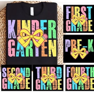 Back to School Png Neon Distressed Bundle, Custom Coquette Bow Para, office, Counselor Png, Girly Pink Bow, Colorful back to school