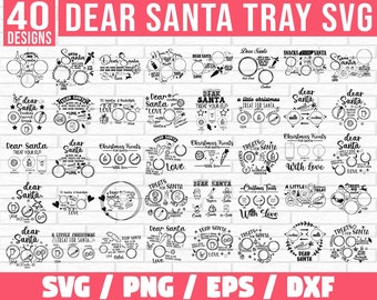 Pacchetto SVG Dear Santa Tray, Latte e biscotti, Biscotti per Babbo Natale svg, carota svg, Vassoio per biscotti di Babbo Natale, Latte per Babbo Natale svg, carota per Rudolph