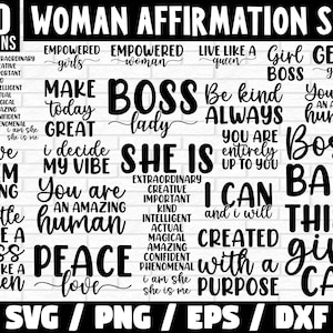 Woman Affirmation SVG Bundle, She is me SVG Bundle, Postive quotes Svg, Woman affirmation Svg, Motivational Svg, She is strong Svg