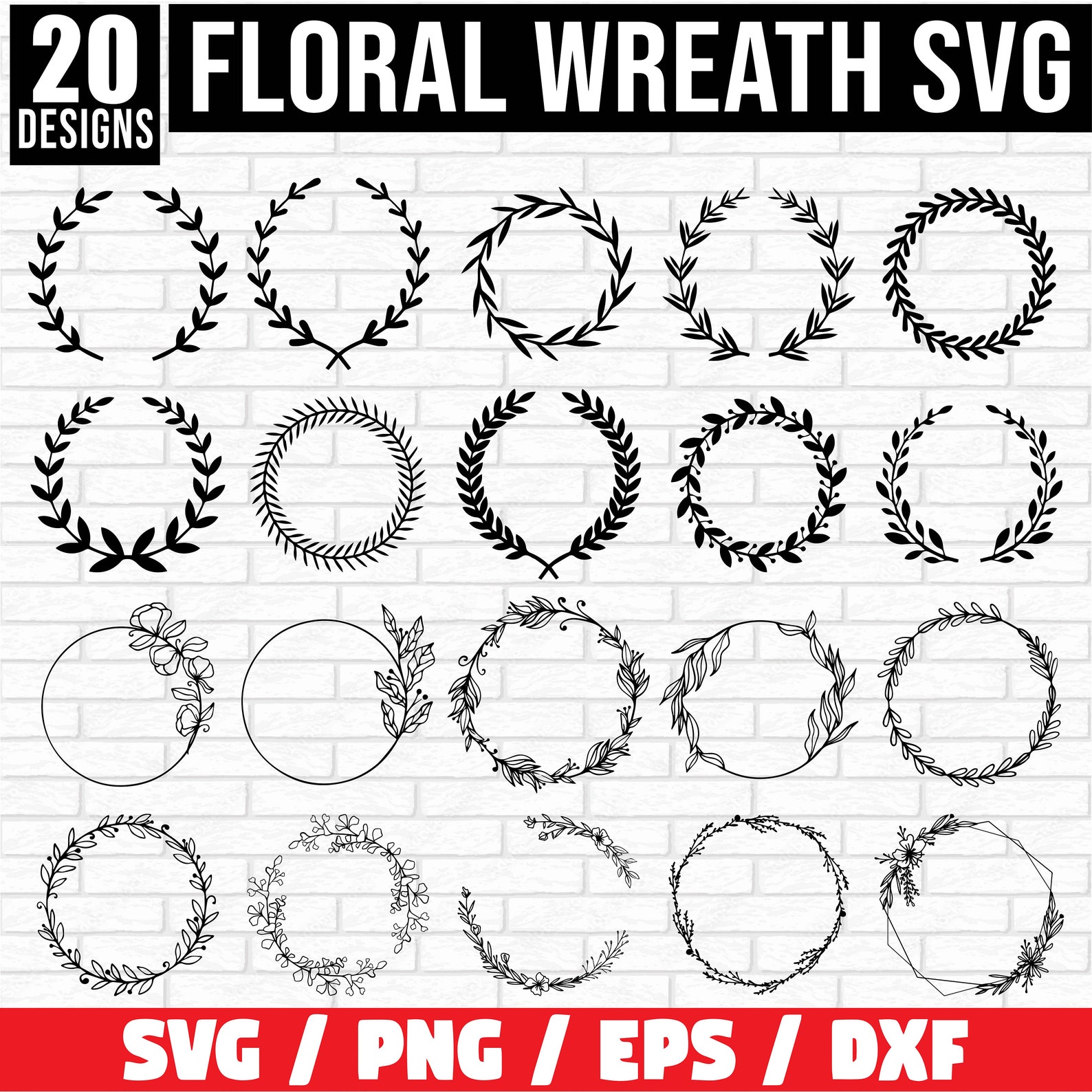 Wreath Svg Bundle , Floral Wreath Svg, Circle Svg Bundle, Wedding ...