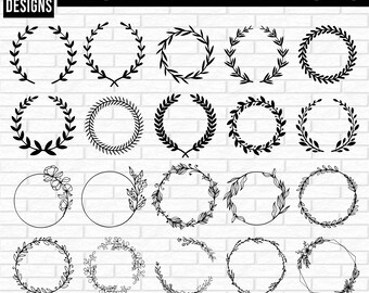 Wreath Svg Bundle , Floral Wreath Svg, Circle Svg Bundle, wedding wreath svg, heart laurel wreath svg, wreath monogram svg, Laurel wreath