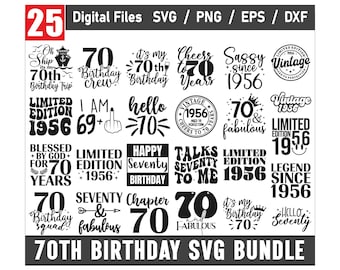 70. Geburtstag SVG Bundle, Vintage 1956 svg, Vintage 1956 svg, 70 Geburtstags svg, 70. Geburtstag 1956 Shirt, 1956 Geburtstagsgeschenk, Hello 70 svg