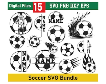 Soccer Svg Bundle, Soccer Ball Monogram Svg, Sports Clipart, Soccer Split name, Soccer Silhouette, Soccer Designs, Soccer Team Svg