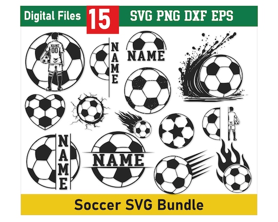 Soccer Svg Bundle, Soccer Ball Monogram Svg, Sports Clipart, Soccer Split name, Soccer Silhouette, Soccer Designs, Soccer Team Svg