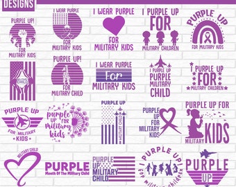 Purple Up For Military Kids Svg Bundle, Purple Up SVG, Patriotic Military Svg, Military Family Svg, Proud Of Military Children Svg
