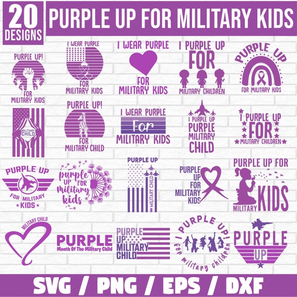 Purple Up For Military Kids Svg Bundle, Purple Up SVG, Patriotic Military Svg, Military Family Svg, Proud Of Military Children Svg