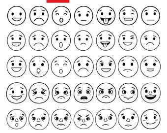 Pacchetto Emoji Svg, Pacchetto Emoji PNG, Pacchetto Emoji Face, Pacchetto Emoji SVG, Emoji Face PNG, Emoji Smile, Outline, Emoji Clipart