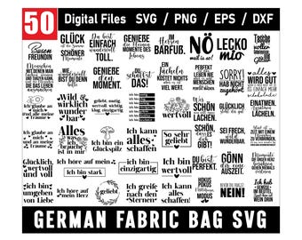 German Sayings for Bags SVG Bundle: Jute Bag Designs, Pocket Sayings Svg, One of the Jutes, Sprüche Svg, Cut for Cricut, (Digital Download)