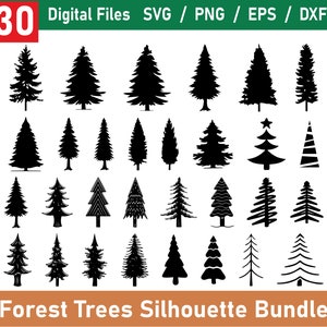 Pacchetto Silhouette alberi forestali, albero forestale in formato SVG, foresta in formato SVG, albero di palma in formato SVG, linea degli alberi in formato SVG, paesaggio in formato SVG, sagoma dell'albero, download istantaneo