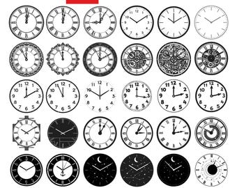 Clock Face SVG Bundle, Clock Numbers, Clock Face Svg, Old Clock Face Svg, Modern Clock Face, Roman Numeral Clock, Clock Svg, Clock Face png