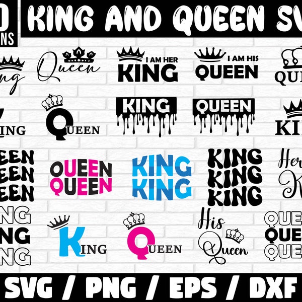 Queen and King SVG Bundle, king queen svg, Her King Svg, His Queen Svg, king svg, queen svg, King crown svg, Crown Svg for Cricut