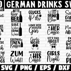 German drinks Svg Bundle, German Wein svg, German Bier Sprüche svg, Wine Sayings svg, Alkohol svg, deutsche Sprüche svg