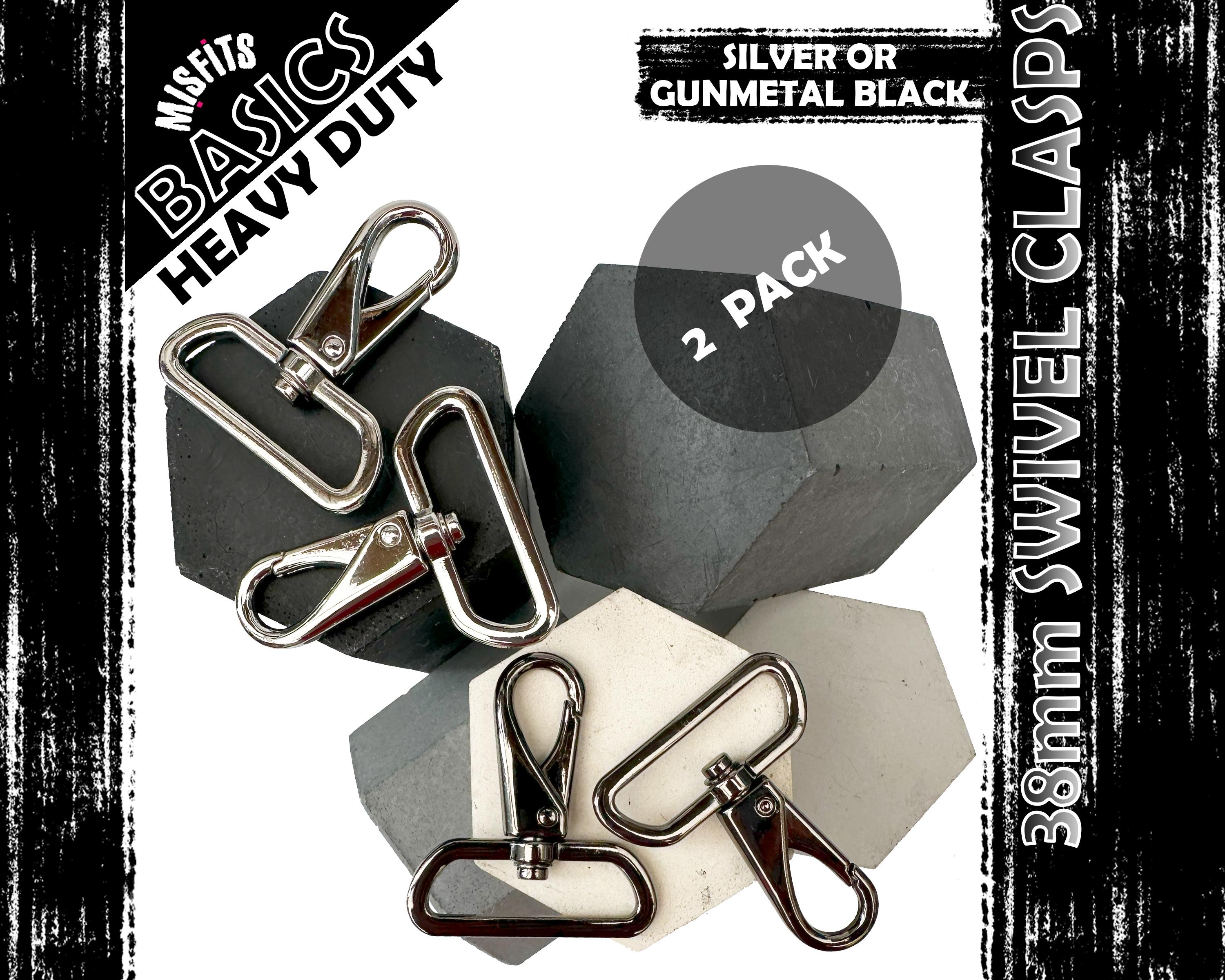 シルバー ブラック バングル クラスプ式 38 mm 回転式ロブスタークラスプ：シルバーまたはガンメタルのバッグ