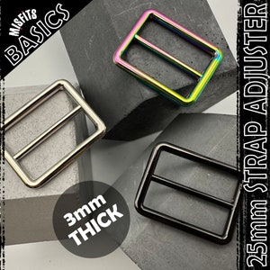 2 X Welded Metal Strap Slider Buckle for Bag Making. 25/32/38 Mm