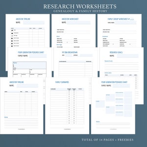 Family History Worksheet Bundle Worksheets PDF Genealogy Journal ...