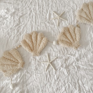 teddy fleece shell garland, sea shell garland, bunting, sea shell bunting, nursery decor