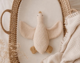 Handmade goose teddy, goose toy, boucle goose, boucle toy, newborn comforter, goose soft toy, newborn accessories, photo prop, nursery decor