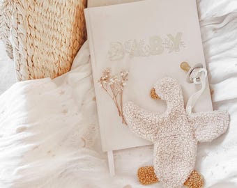 Little goose dummy comforter, dummy comforter, Teddy fleece, paci holder, goose, teddy fleece comforter, little goose, goose baby accessorie