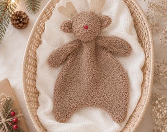 reindeer lovey, reindeer comforter, teddy fleece comforter, Christmas comforter