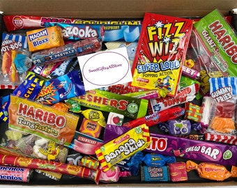 Retro Sweets Gift Box Hamper Candy Pick N Mix 50 Piece Birthday Present