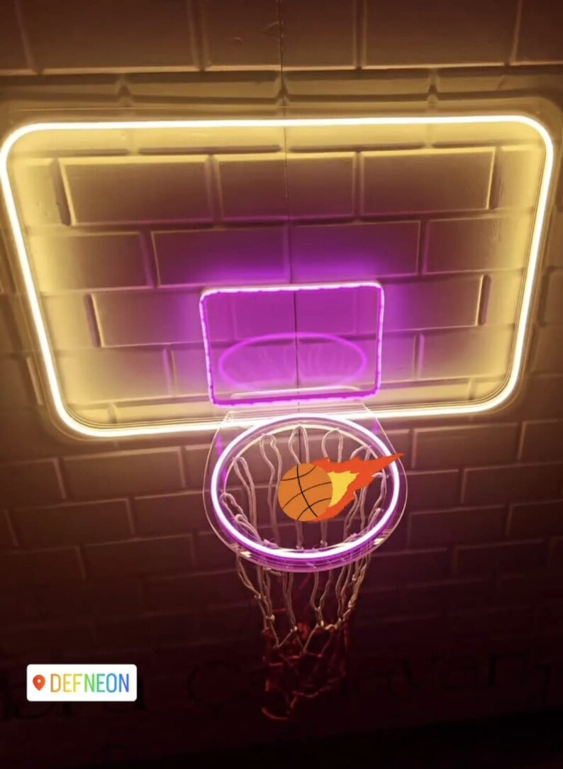 Basketball Hoop Neon Sign NBA Neon Signs NBA Playoff Custom Etsy