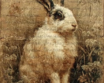 2020 Faded Farmhouse Rabbit  A4 rice paper