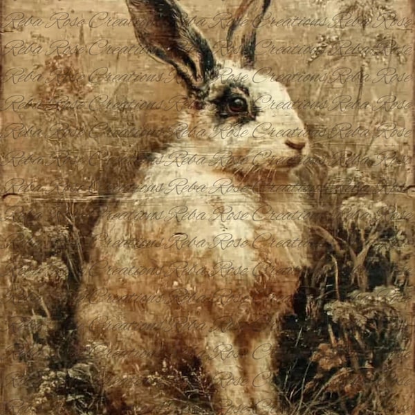 2020 Faded Farmhouse Rabbit  A4 rice paper