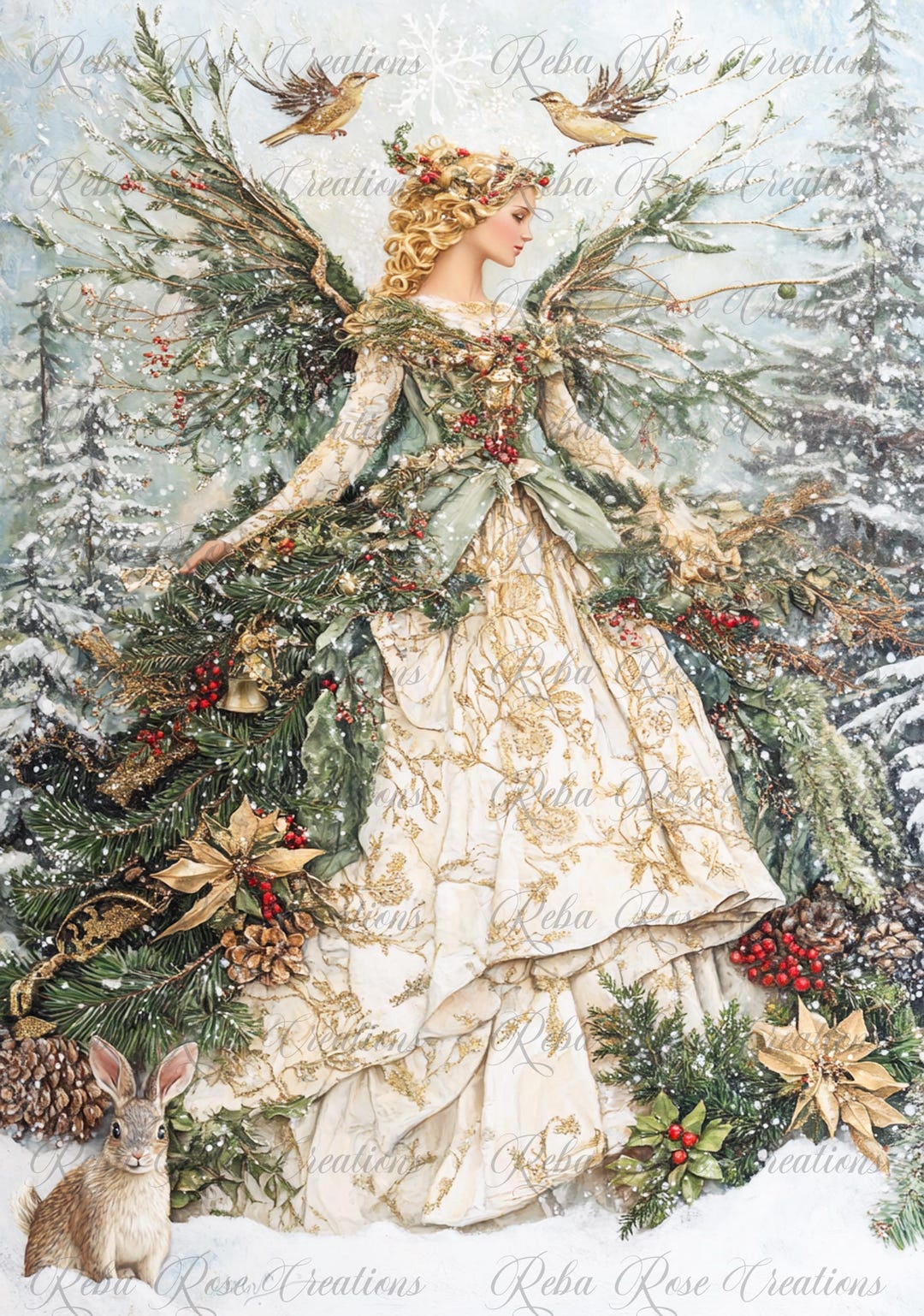 1409 Woodland Angel A4 Rice Paper - Etsy