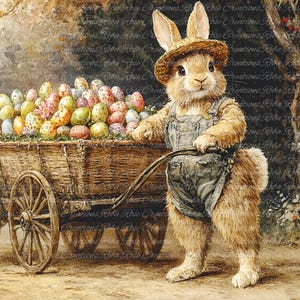 Easter Cart decoupage A4 paper 1716