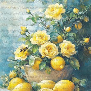 2038 Lemon and Bee Still Life Two A4 rice paper