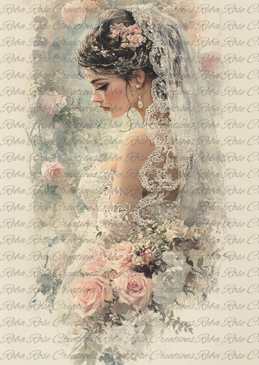 1689-victorian Bride A4 Decoupage Paper/a4 Victorian Bride Rice Paper ...