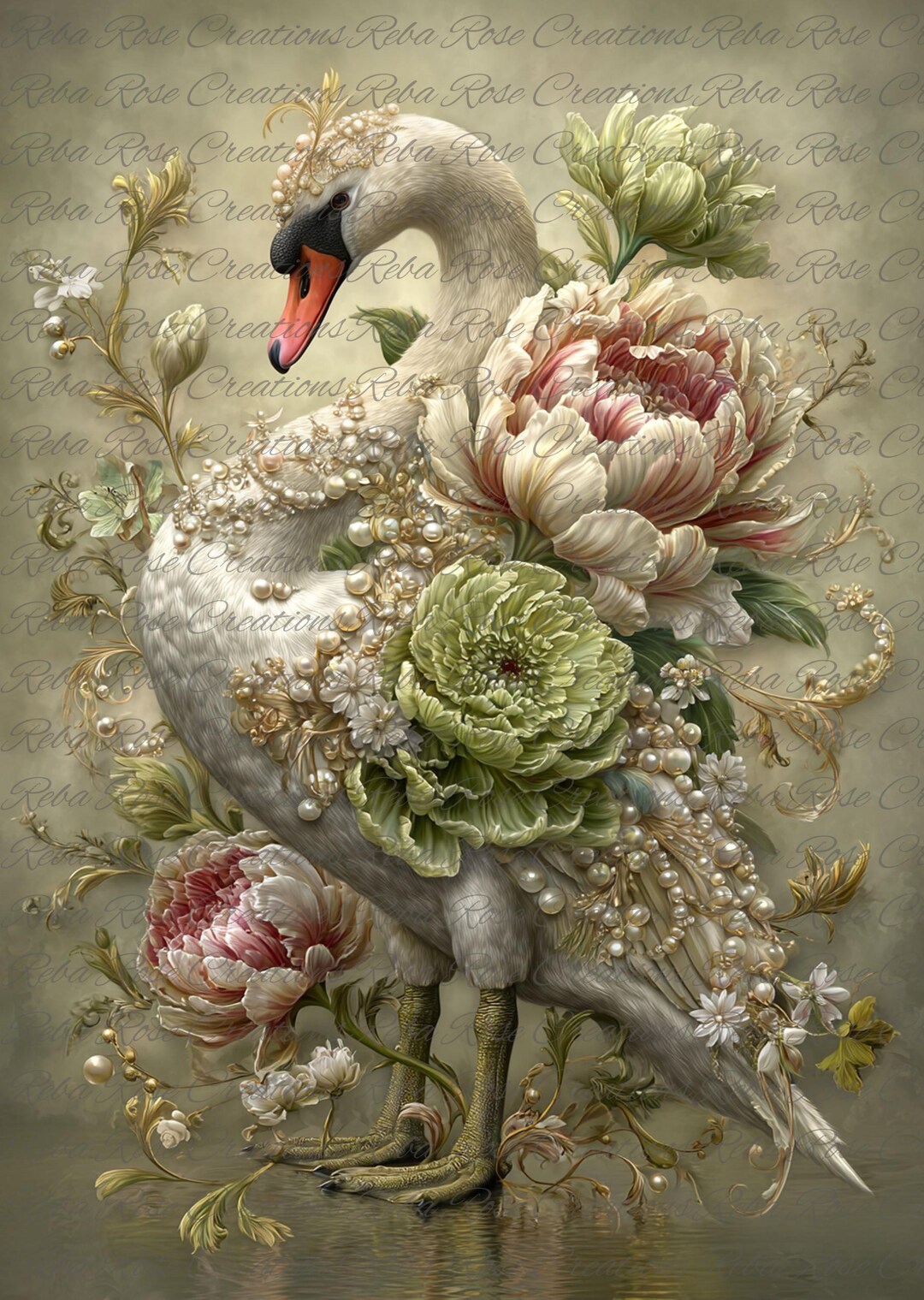 Pink Swan Rice Paper 2144 Once Upon A Time Swan A4 Rice Paper - Etsy