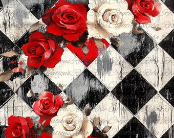 1853-Harlequin Bleeding Rose A4 decoupage paper/Harlequin Bleeding Rose A4 rice paper